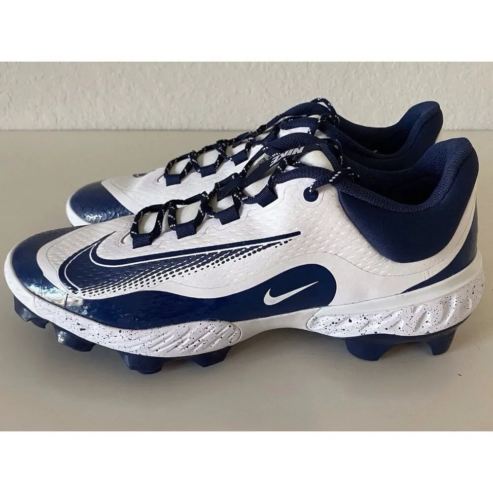 Nike Alpha Huarache Elite 4 Low MCS White Navy Molded Cleats FD6255-107 Men's 14